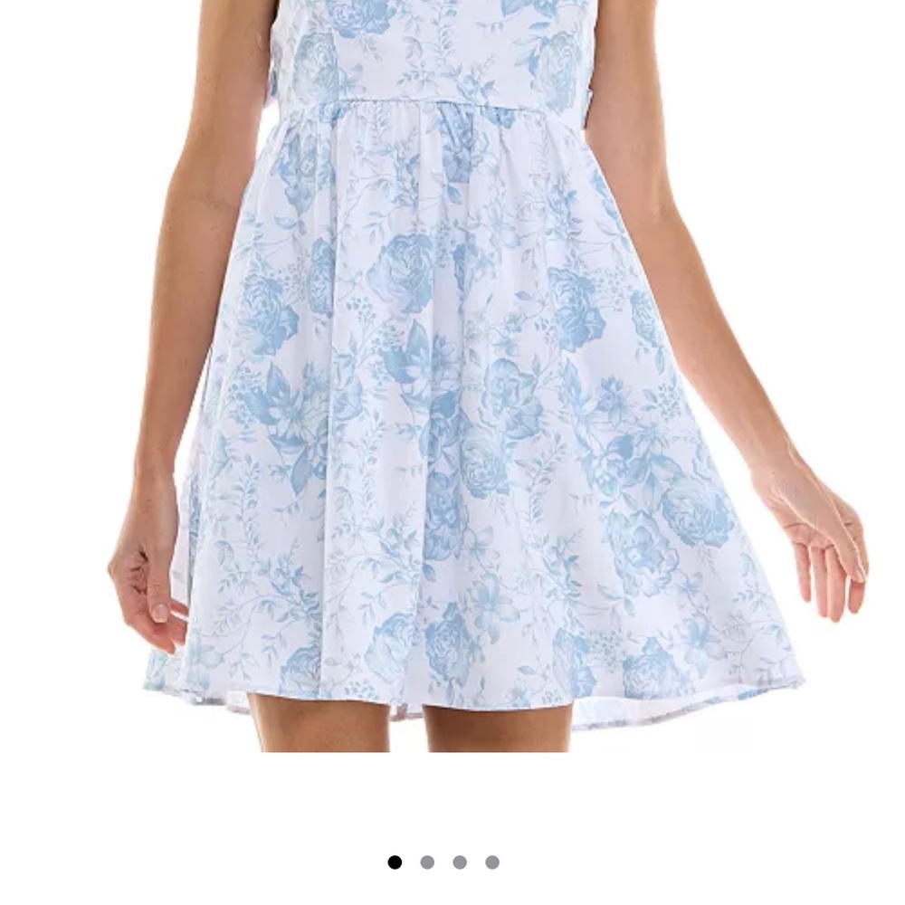 White and blue bow dress